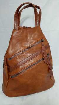 Brązowy plecak/ torebka, rudy brąz -NOWY
