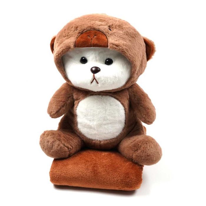 Плед-подушка игрушка 3в1 Мишка с капюшоном 40см