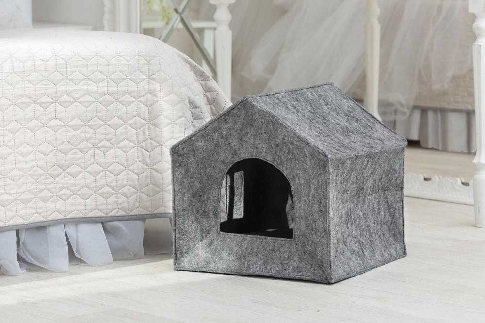 Будиночок для кота з повсті сірий