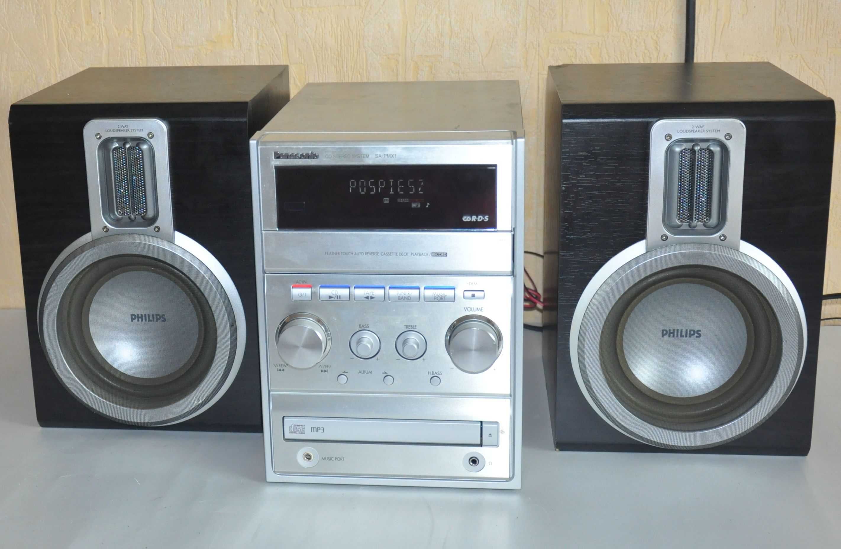 Wieża Panasonic SA-PMX1 CD-mp3 kaseta radio RDS