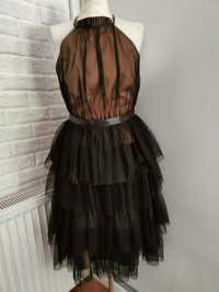 Emo Zoya tiulowa sukienka z falbanami 36 s