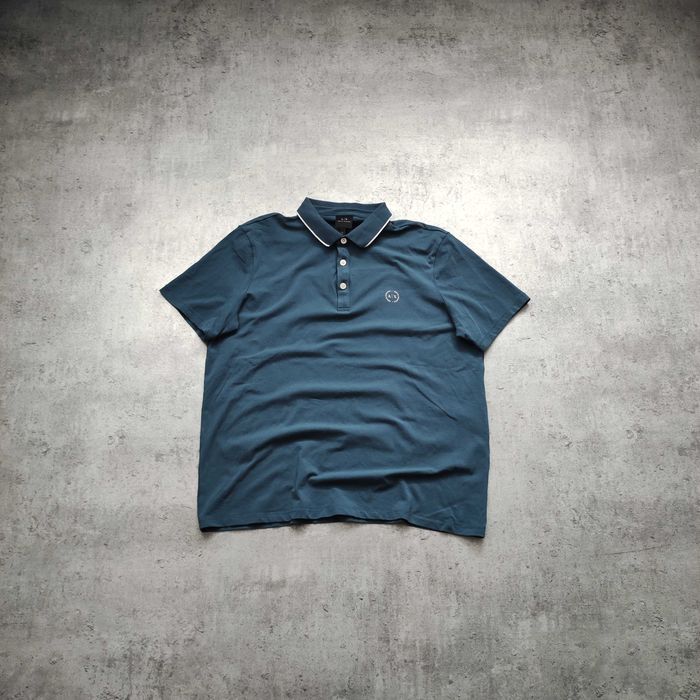 MĘSKA Koszulka Bawełna PREMIUM Morska Logo Elegancka Emporio Armani