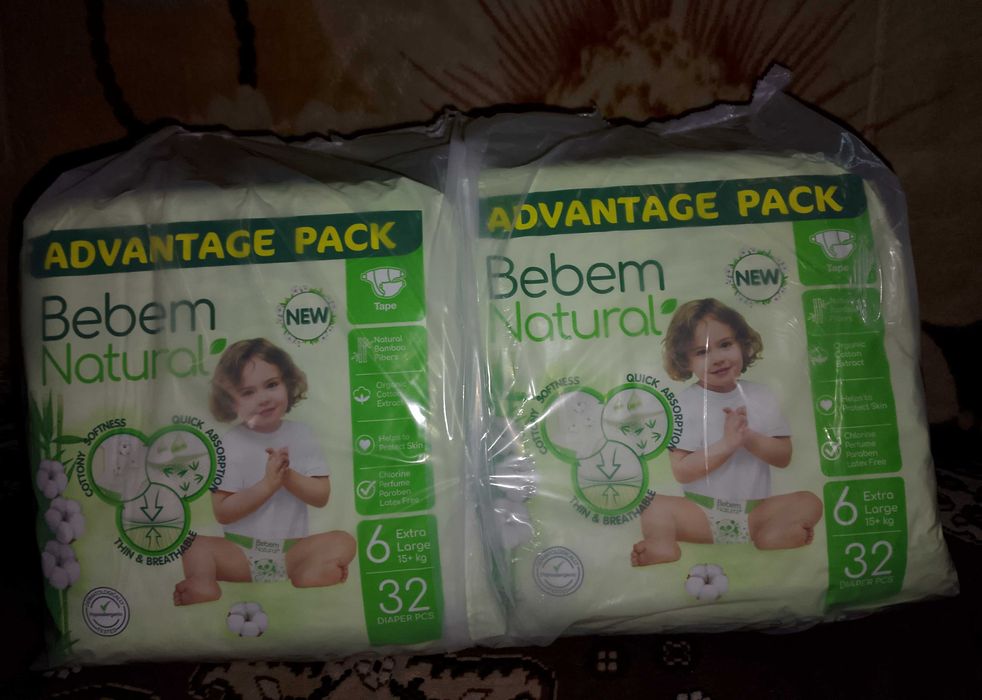 Підгузки дитячі Bebem Natural 6 Extra Large (15+ кг) 32 шт