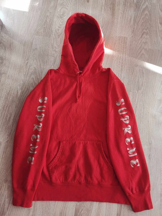 Supreme Bluza rozmiar M Supreme Hoodie Red GOLD SLEEVES