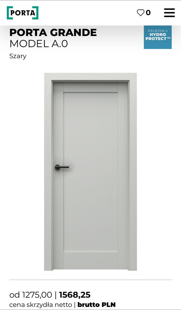 Drzwi Porta Grande szare 80 lewe - nowe