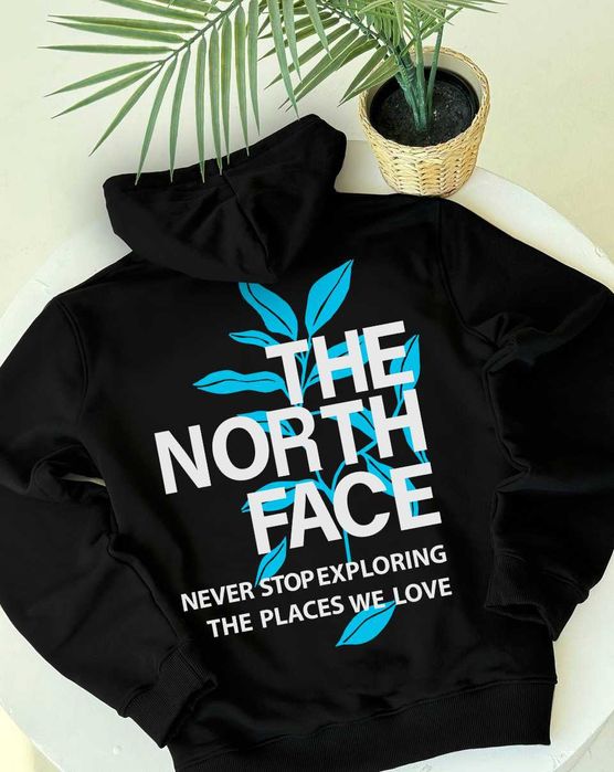 Черное Худи The North Face • Blue Leave • Чорне ТНФ • ХС-ХЛ