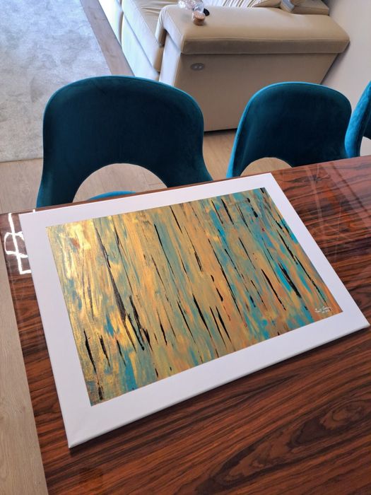 Pintura abstrata - Outono Azul