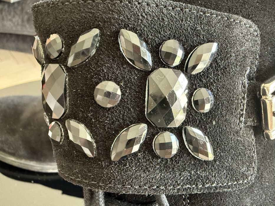 Liu Jo sliczne botki czarny zamsz i kamienie