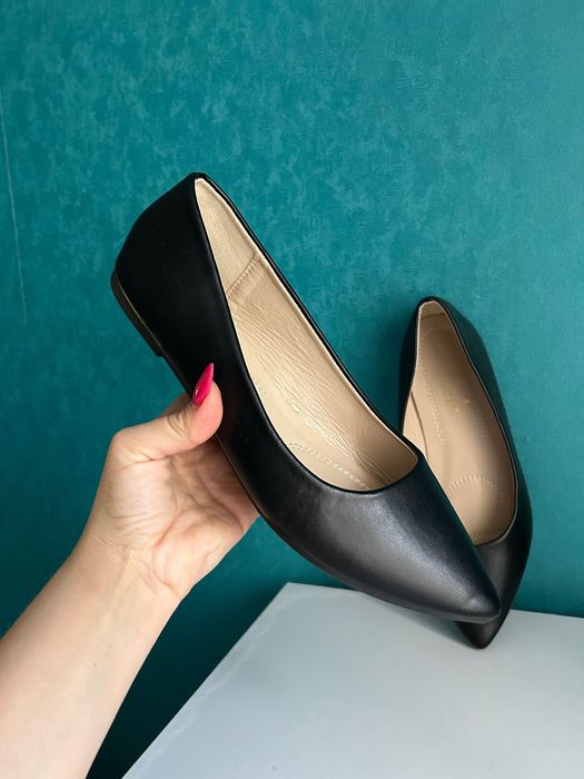 Балетки жіночі чорні 42 розмір еко шкіра