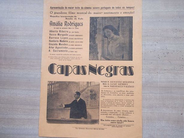 AMÁLIA - Folheto CINEMA de RUA Ano 1951 CAPAS NEGRAS