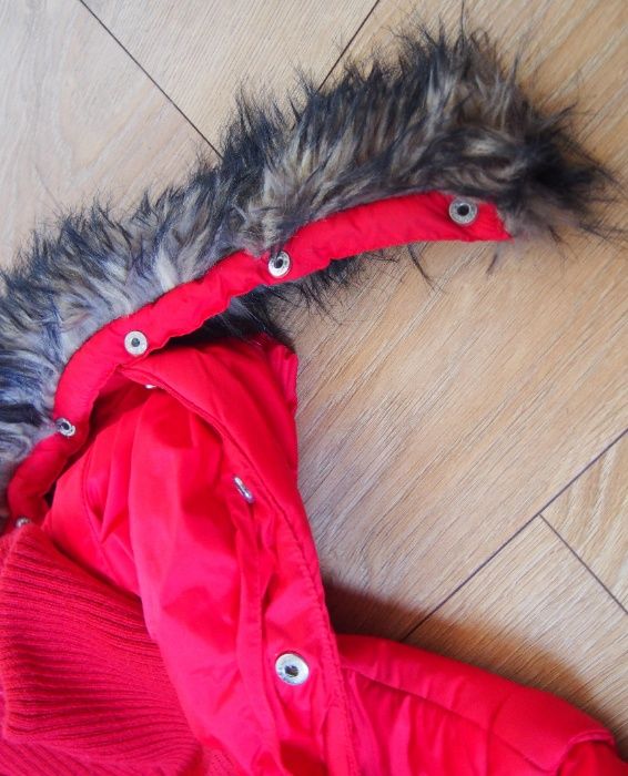 Czerwona kurtka zimowa + kamizelka, Troll, r. L