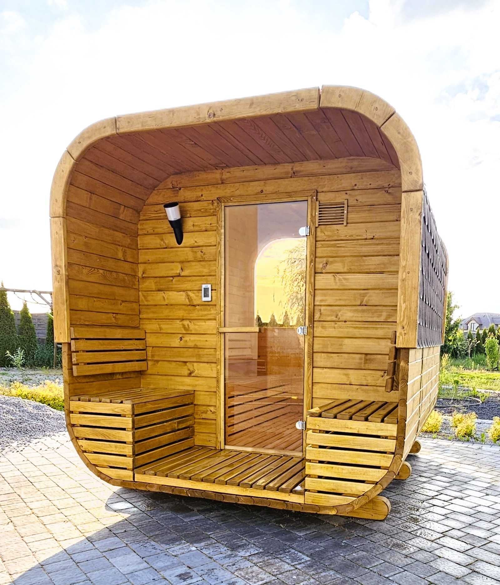 Sauna Beczka Kwadratowa 350CM z panoramą 50%