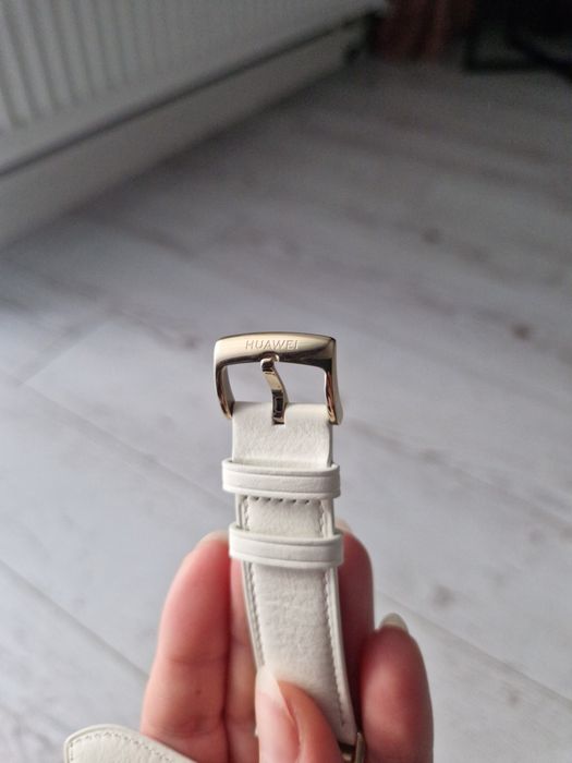 Skórzany pasek do huawei watch fit 3 beżowy biały