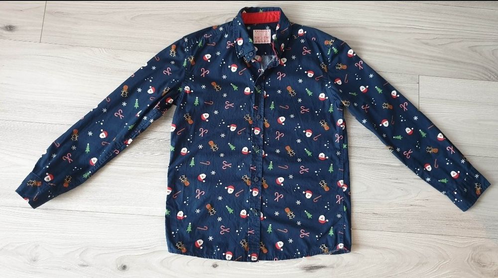 Świąteczna koszula 140/146 George 10-11 lat Mikołaj renifer