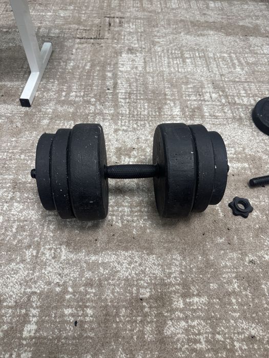 Лавка зі штангою + гантелі (диски гранілітові, не метал)