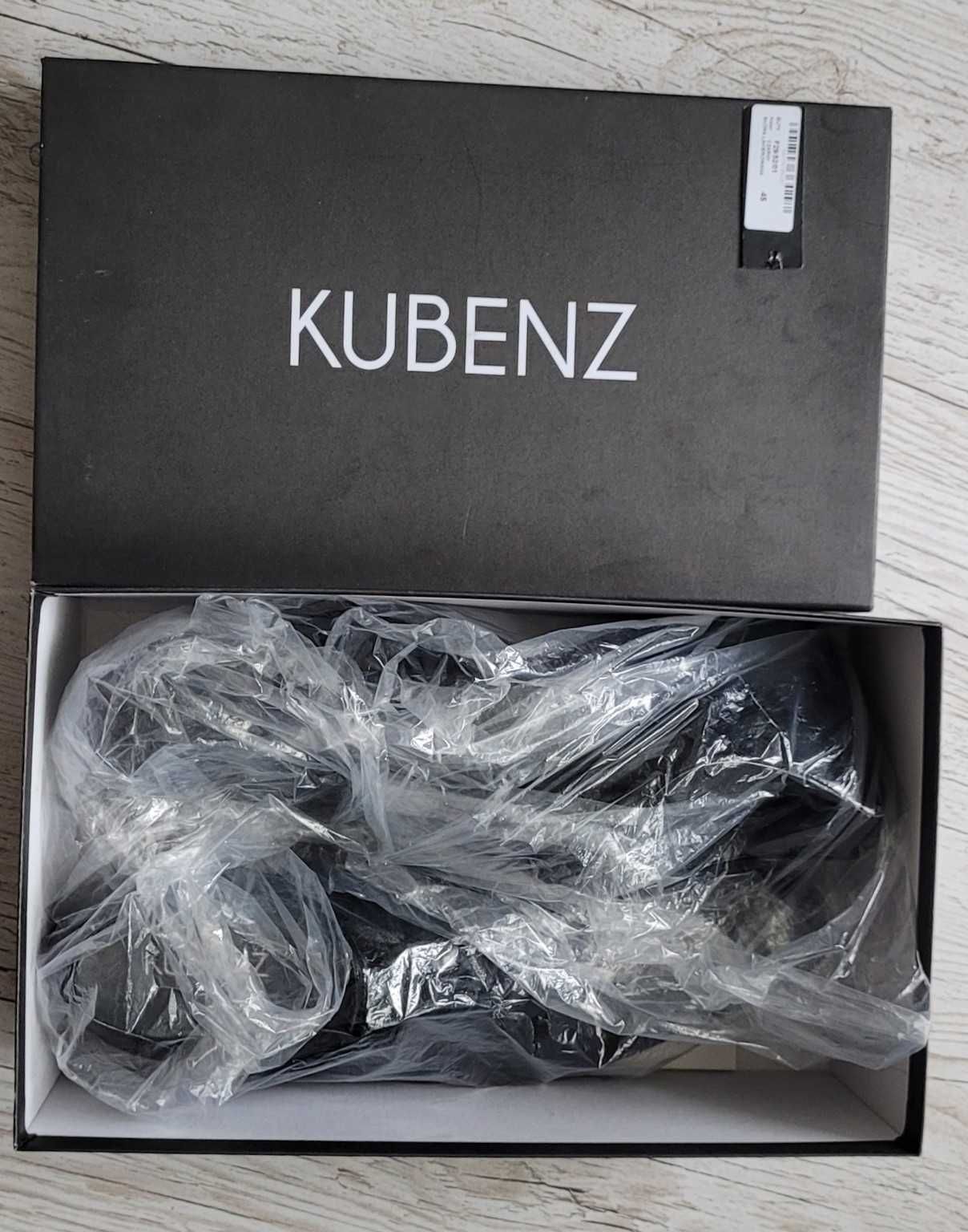 Eleganckie buty KUBENZ – skóra lakierowana, czarne, r. 45 – jak nowe!