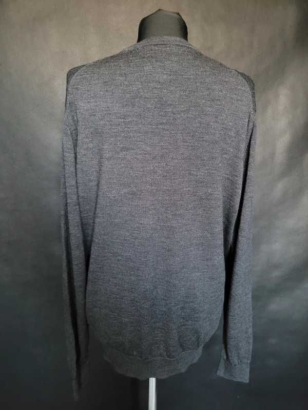 ciemny szary melanżowy męski sweter wełniany 100% merino wool H&M XL