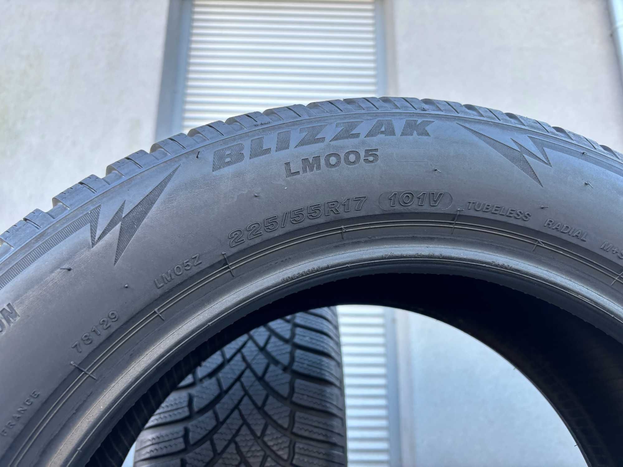 2szt zimowe 225/55R17 Bridgestone 8mm 2019r Poleasingowe! LZ154 gwar