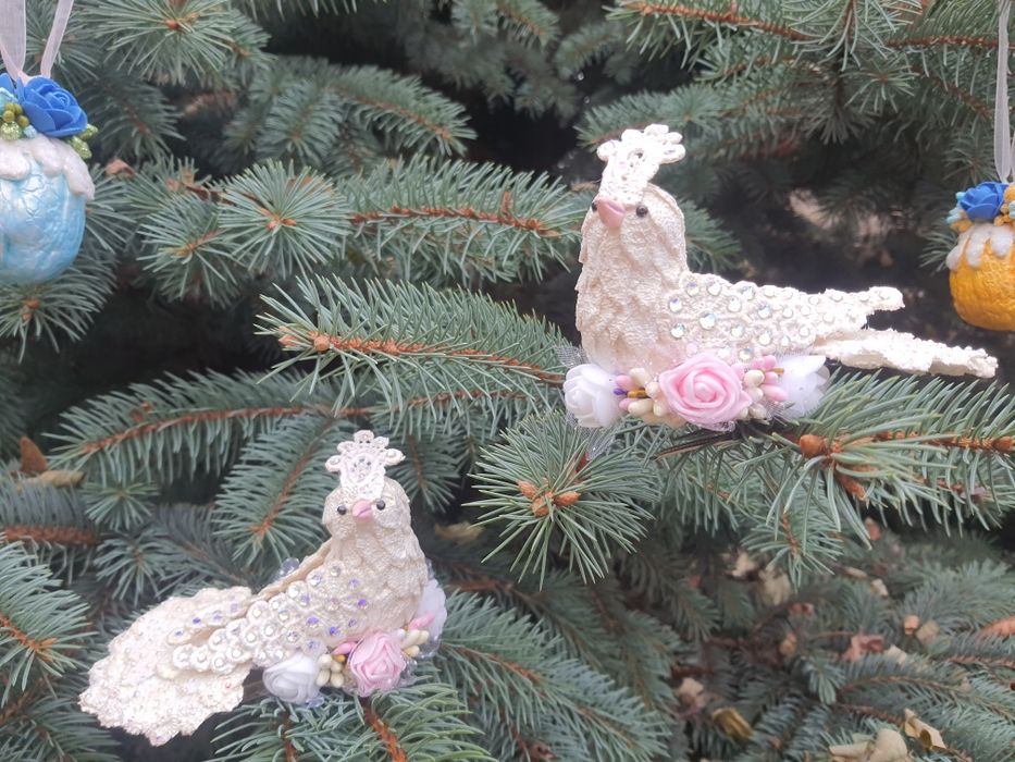 Різдвяні пташки ручної роботи. На новий рік, подарунок, для декору.