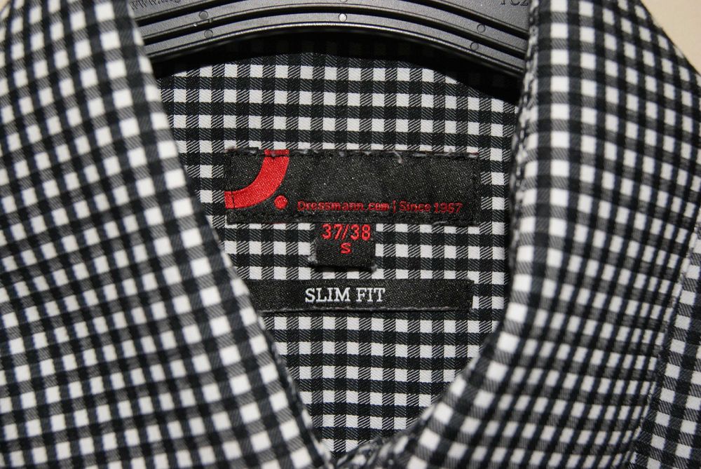 Koszula męska/juniorska DRESSMANN, S, SLIM FIT, biało-czarna kratka