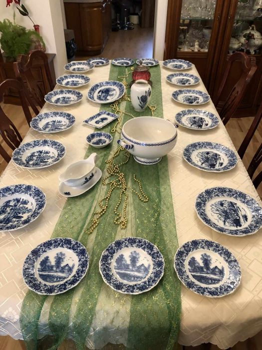 Serwis obiadowy porcelana antyk kobaltowany