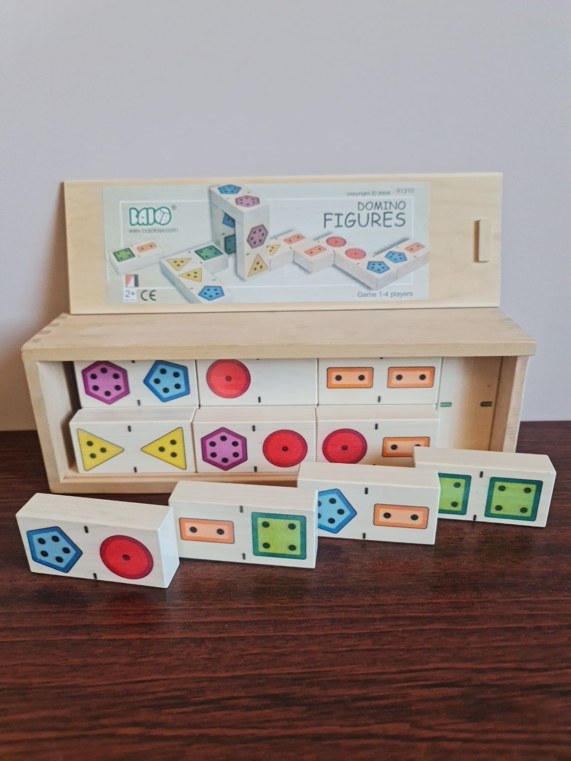 Domino drewniane figury Bajo zabawka edukacyjna