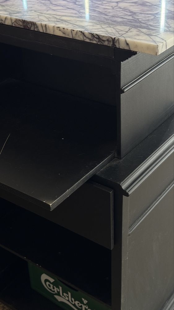 Movel bar preto com talha e pedra marmore