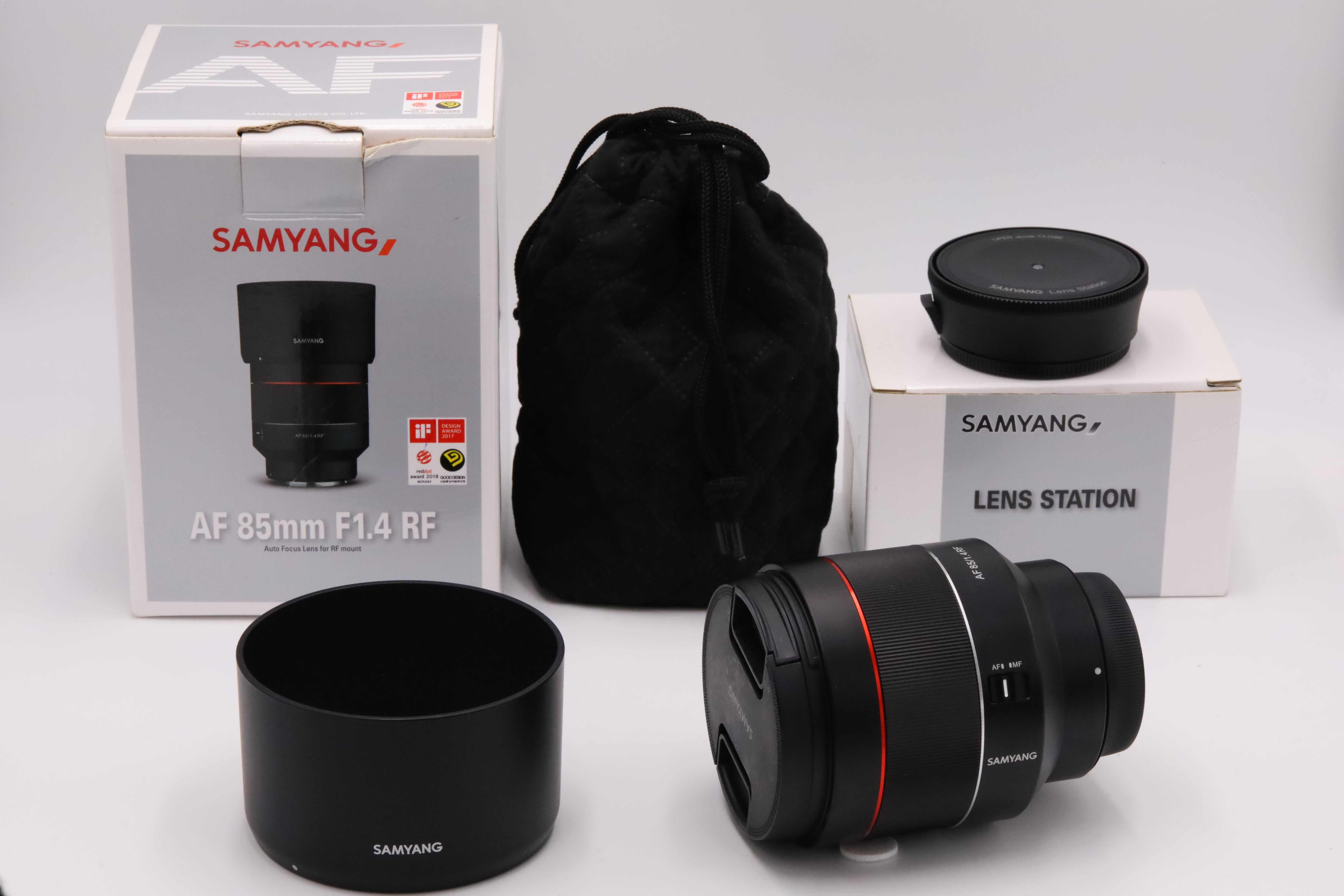 Samyang RF AF 85 f 1,4 obiektyw do Canon + stacja Samyang Lens Station