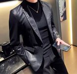 Marynarka skórzana męska modna casual elegancka sportowa do jeansów