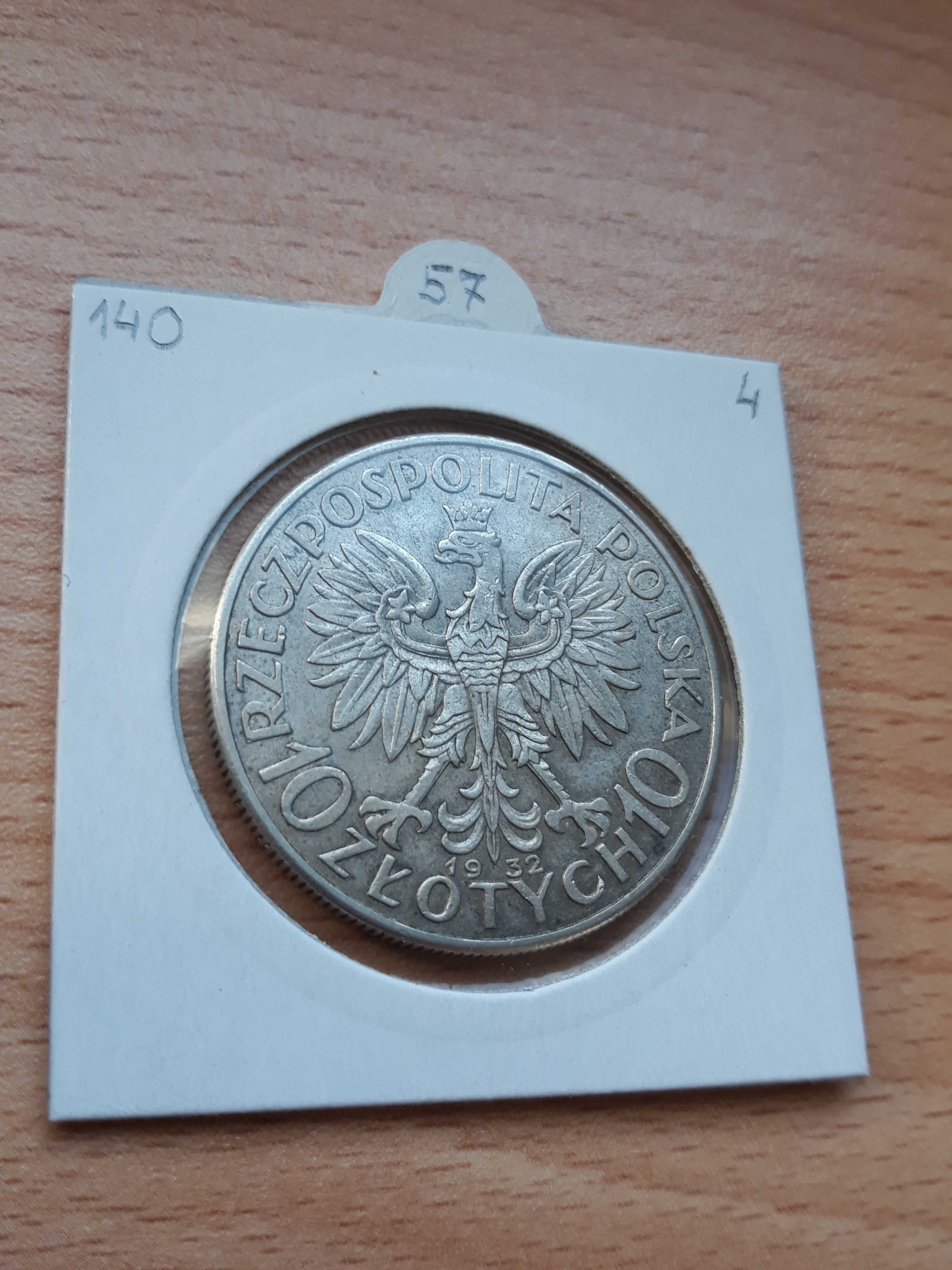 Moneta 10zł Głowa kobiety 1932 b.z.m. srebro monety z 2 RP (nr.57/4)
