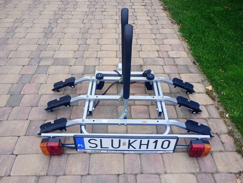Bagażnik rowerowy na hak, 3 rowery, uchylny
