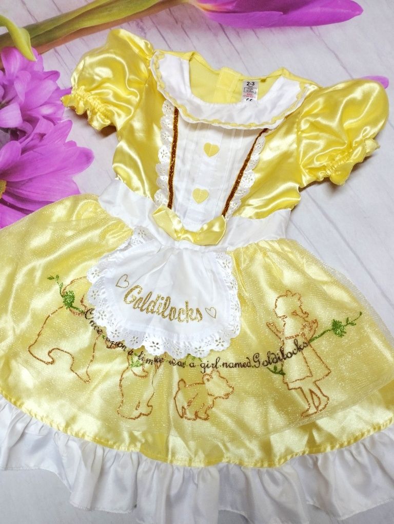 Карнавальное платье Маша и три медведя жёлтое платье детское баварское