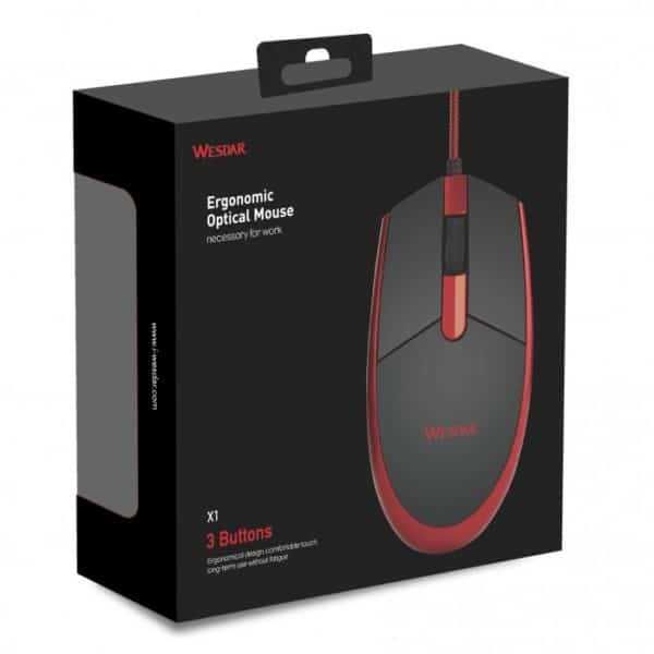 Mysz Przewodowa optyczna 1,5m Optical Mouse LED USB 2.0 1200 DPI