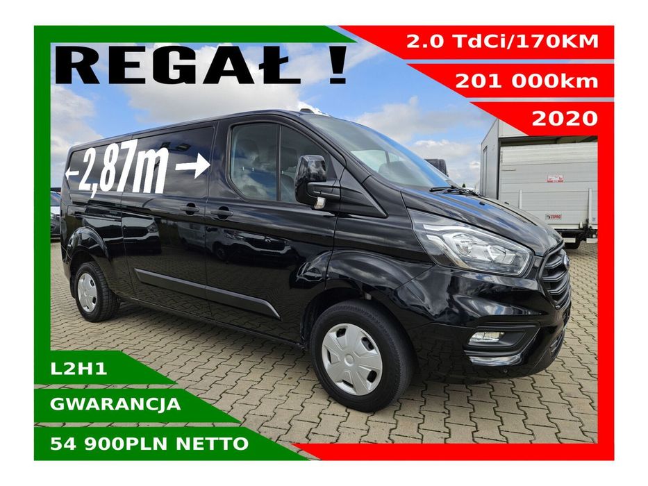 Ford transit-custom L2H1 *54900zł NETTO* 2.0TdCi/170KM  Duża Navi, Tempomat, Kamera, Czujniki, Klima, Webasto, Hak