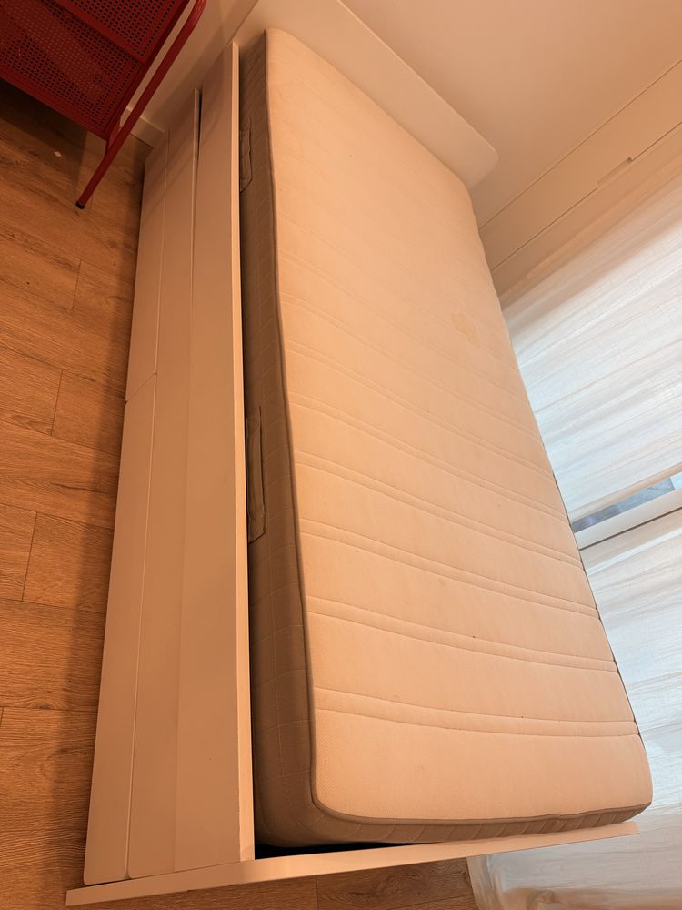 SLÄKT Estr cama c/cama-gavet+arrumação, branco, 90x200 cm