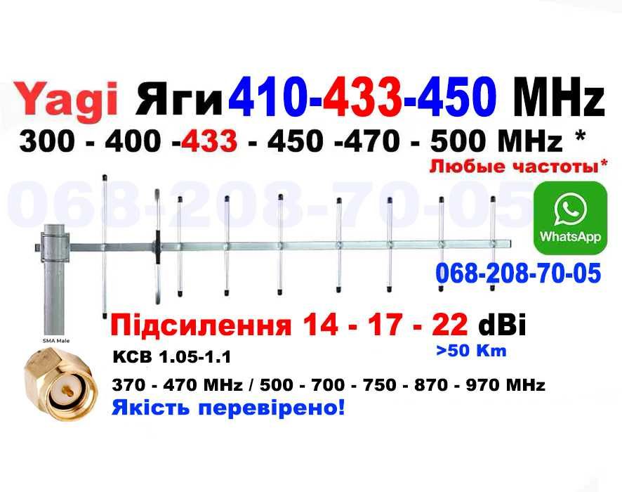 Антена Ягі 22dBi 410 433 450 470 750 870 915 МГц Мощная Любая частота