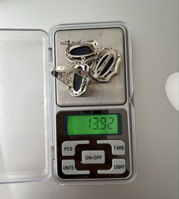 Набори сережки каблучка срібло 925, 375 позолота