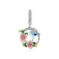 Nowy charms wiosna lato kwiaty natura 925 srebro srebrny