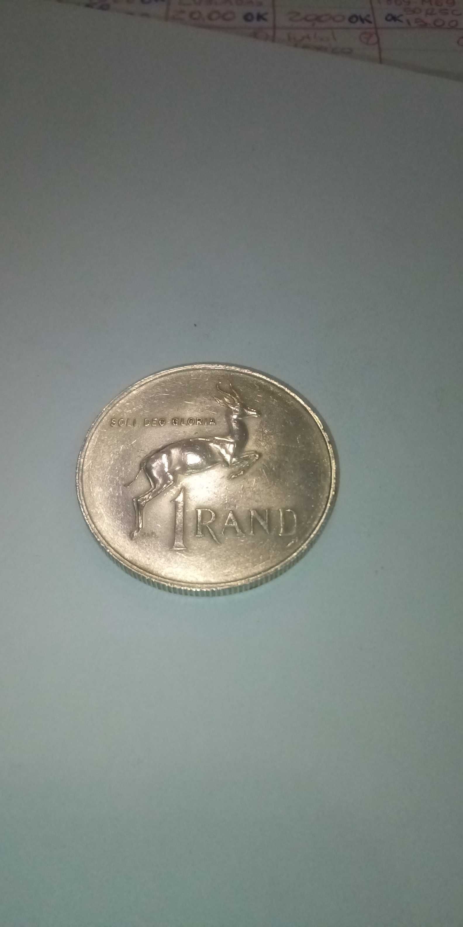 Moeda de 1 rand de África do sul de1967