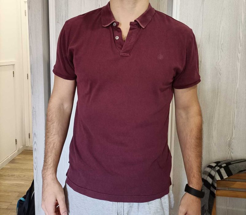 Polo Springfield 100% algodão vermelho bordeaux