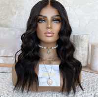 nowa naturalna peruka lace front 100% ludzki włos na co dzień