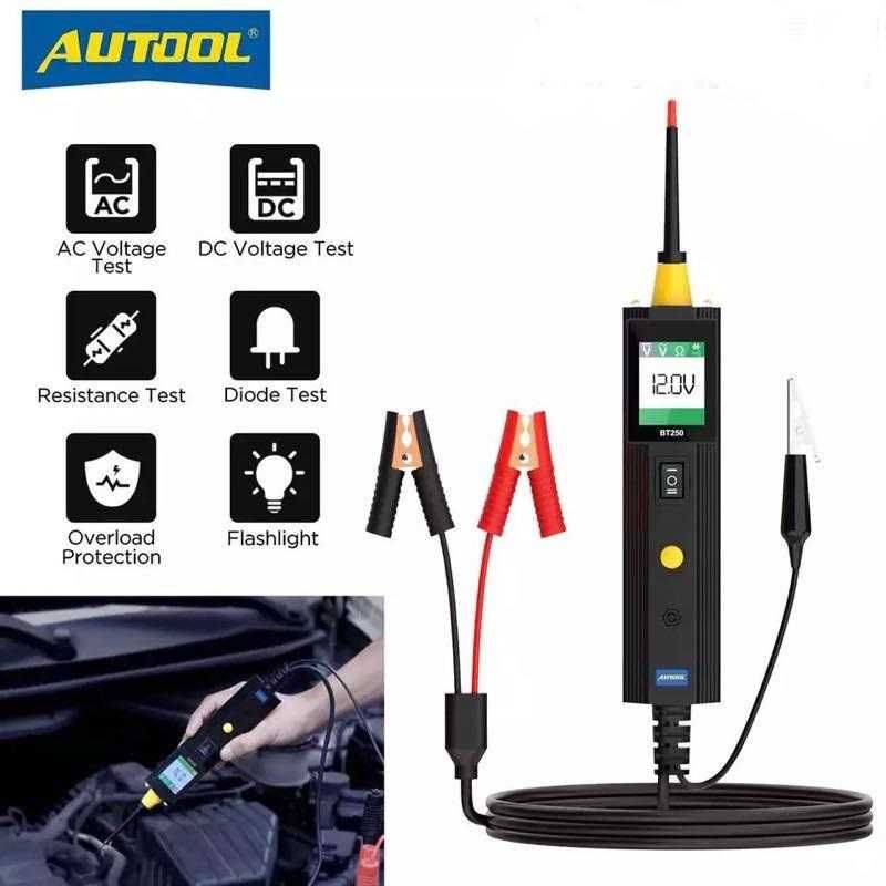 Тестер автомобильных цепей AUTOOL BT250 (6v-12v-24v)