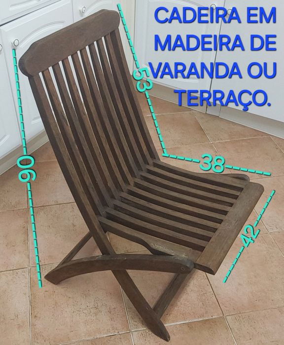 CADEIRA EM MADEIRA COM ALMOFADAS.Casa,Quarto,Varanda,Cozinha.Campismo.