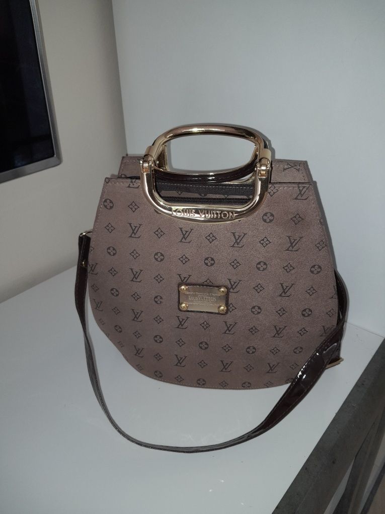 Piękna torebka Louis Vuitton złoto brązowa