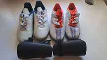 Chuteiras 2 pares e caneleiras S
