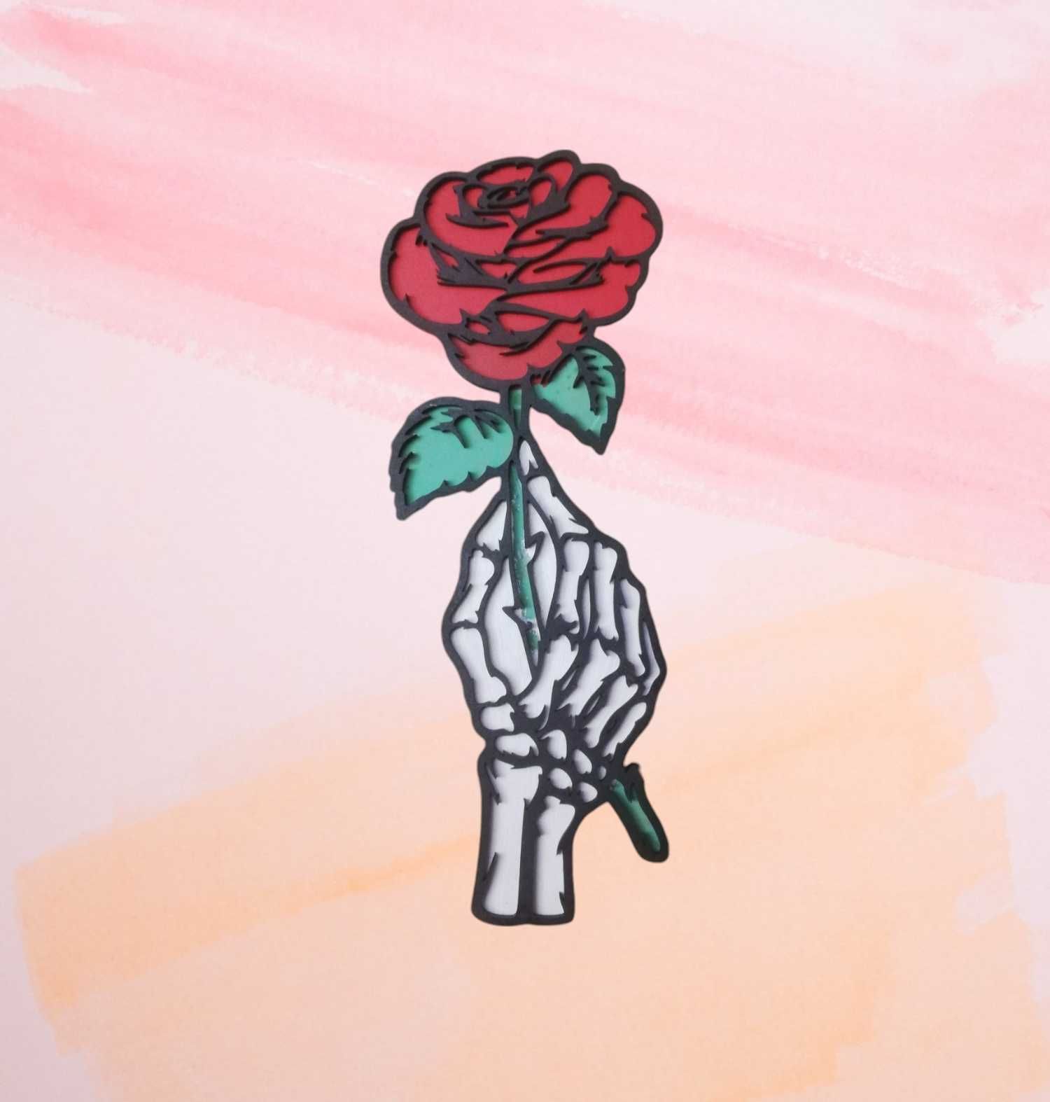 Mão Esqueleto com Flor