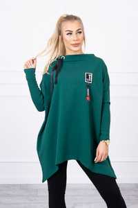 Bluza oversize z asymetrycznymi bokami zielona UNI