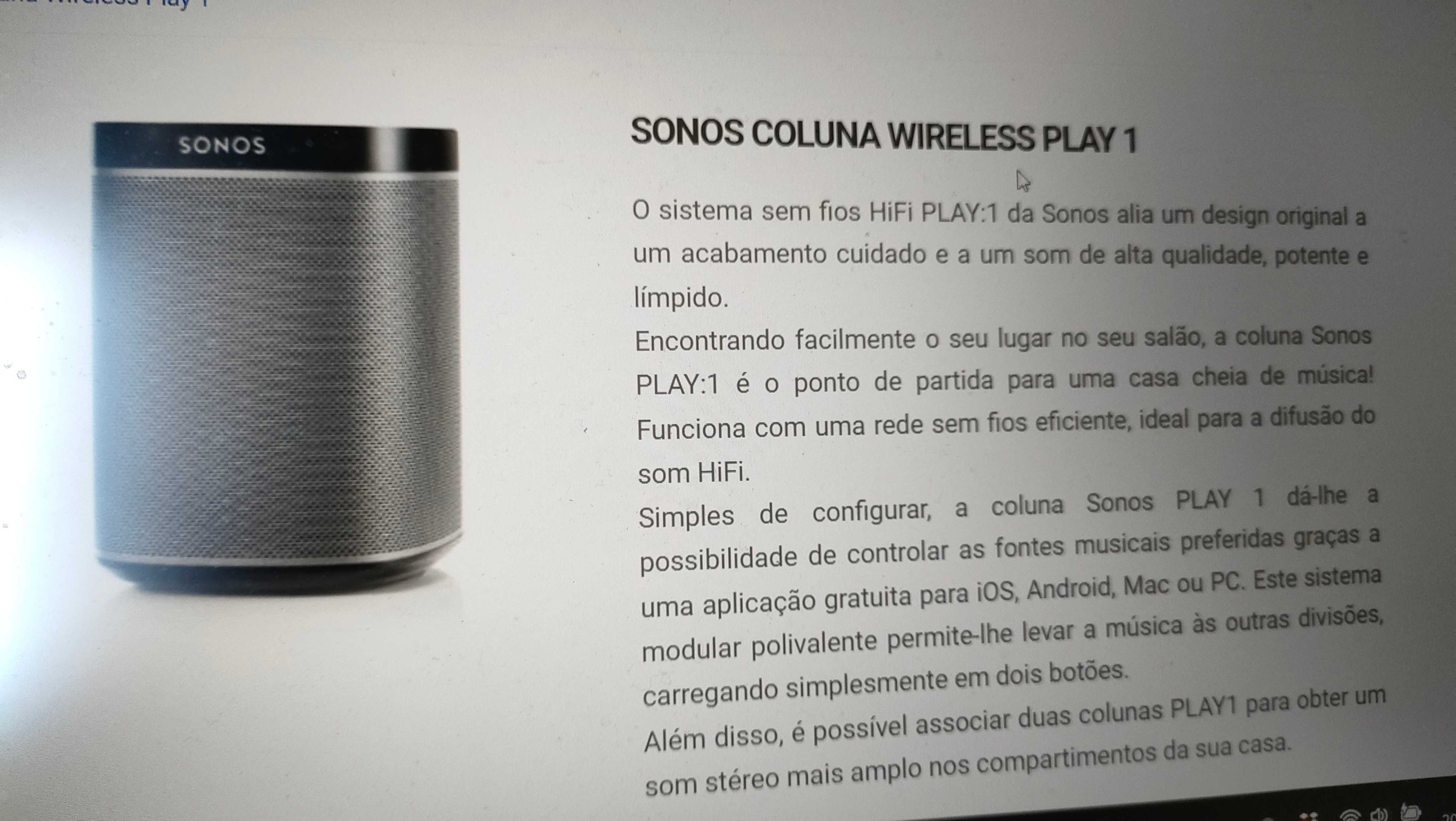 SONOS Play: 1 coluna de som de alta qualidade HI-FI