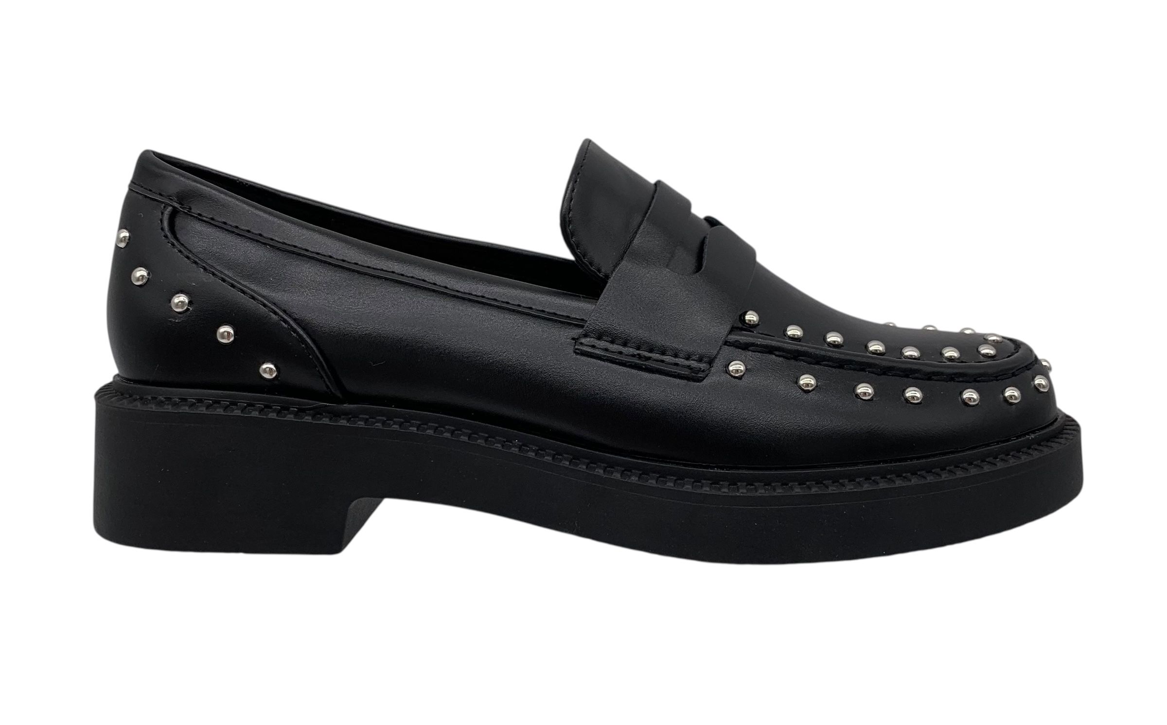 Mokasyny damskie eleganckie czarne z ćwiekami Wilma 39 wsuwane loafers