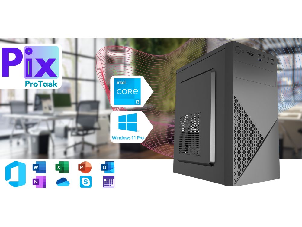 Komputer stacjonarny Pix ProTask V1 i3, 16GB DDR4, 1TB SSD, Win11 Pro